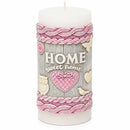 Lumanare decorativa Home Sweet Home – model roz cu inimioara